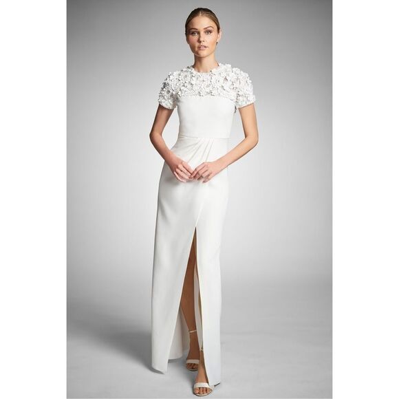 SACHIN & BABI Marist Gown - Ivory Crepe Embroidered Gown - Picture 2 of 14
